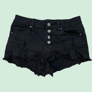 Angel Kiss Black Distressed Denim Shorts